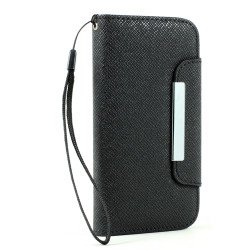 Kyocera Hydro Icon C6730 Flip Leather Wallet Case with Strap (Black)
